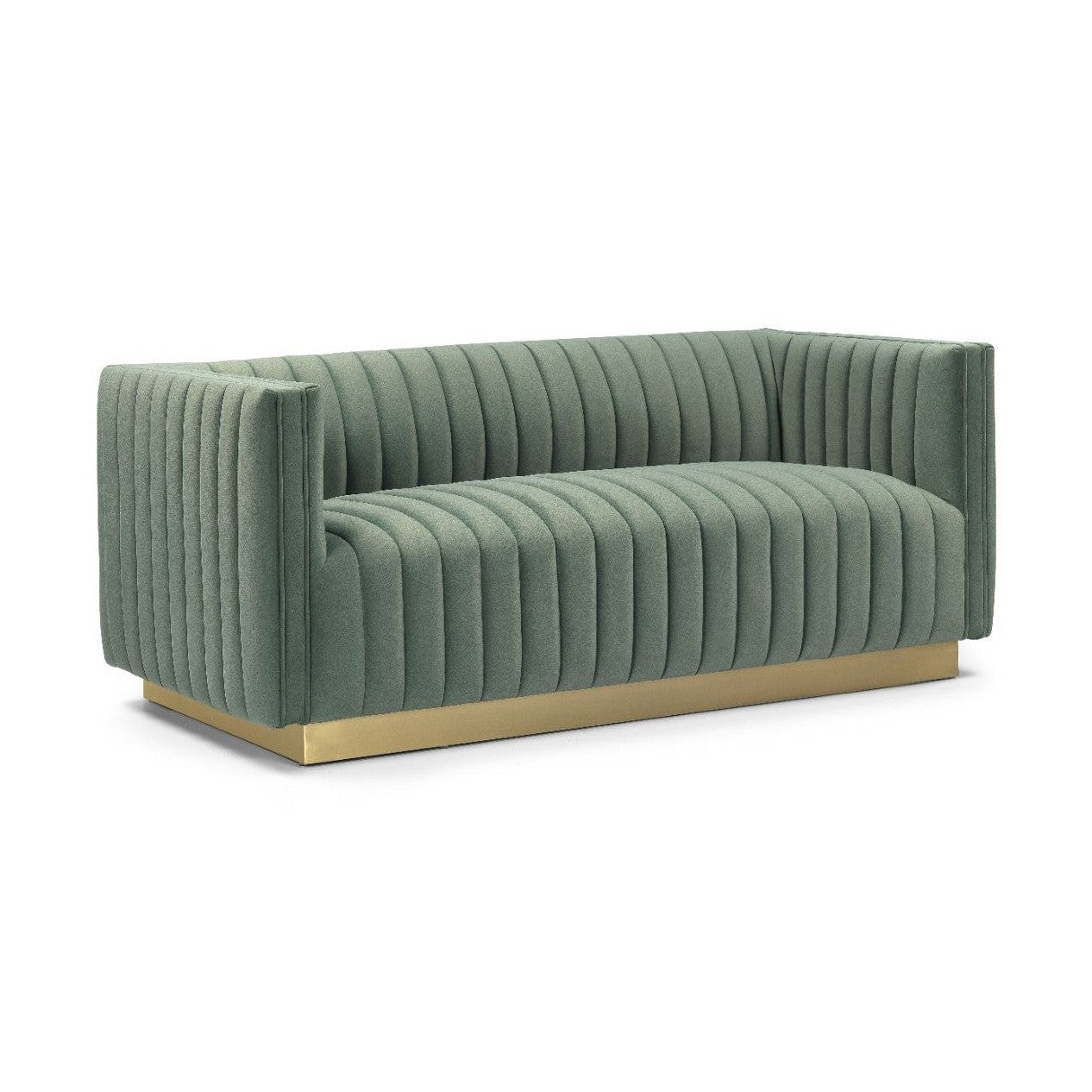Elba Mid Century Loveseat - Premium Velvet Green