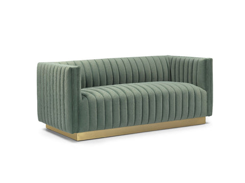 Elba Mid Century Loveseat - Premium Velvet Green