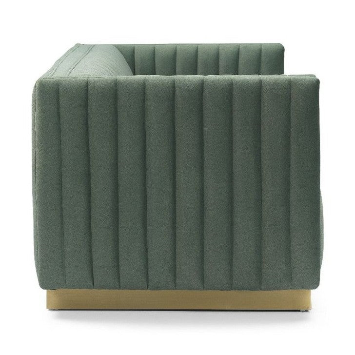 Elba Mid Century Loveseat - Premium Velvet Green