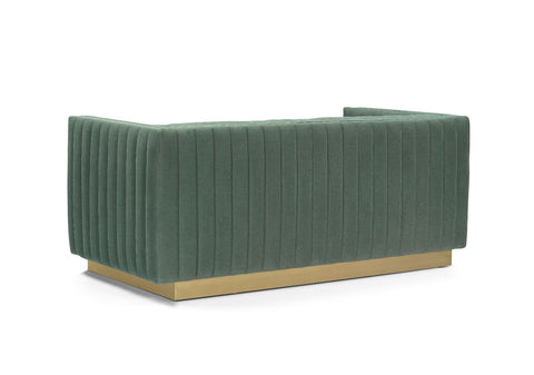 Elba Mid Century Loveseat - Premium Velvet Green