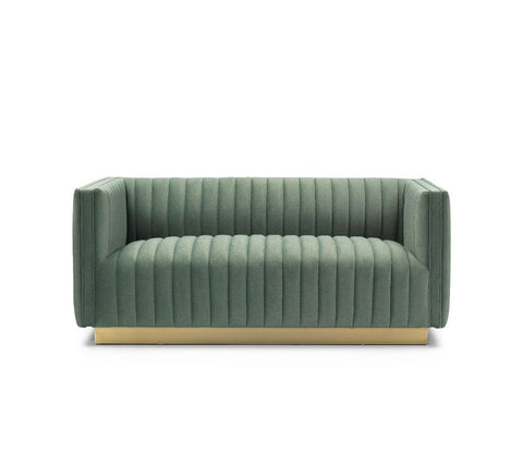 Elba Mid Century Loveseat - Premium Velvet Green