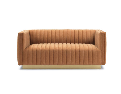 Elba Mid Century Loveseat - Premium Velvet Walnut