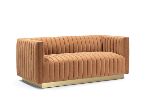 Elba Mid Century Loveseat - Premium Velvet Walnut