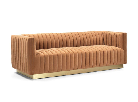 Elba Mid Century Retro Modern Sofa - Premium Velvet Walnut