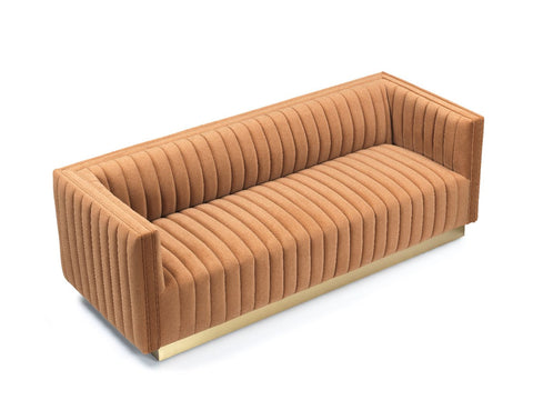 Elba Mid Century Retro Modern Sofa - Premium Velvet Walnut