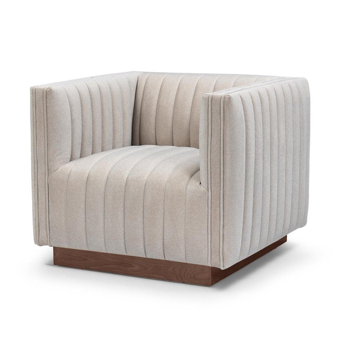 Elba Premium Velvet Chair w/Wooden Base - Mocha Mist