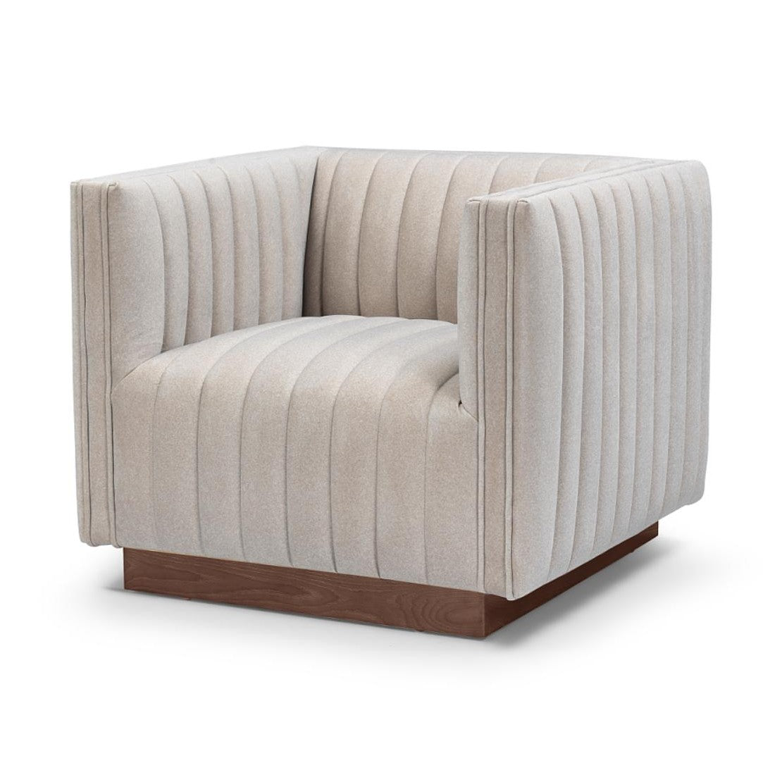 Elba Premium Velvet Chair w/Wooden Base - Mocha Mist