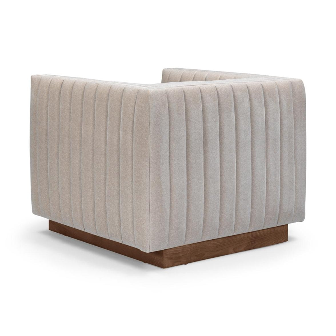 Elba Premium Velvet Chair w/Wooden Base - Mocha Mist