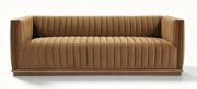 Elba 3-Seater Velvet Sofa with Wood Base – Bronze