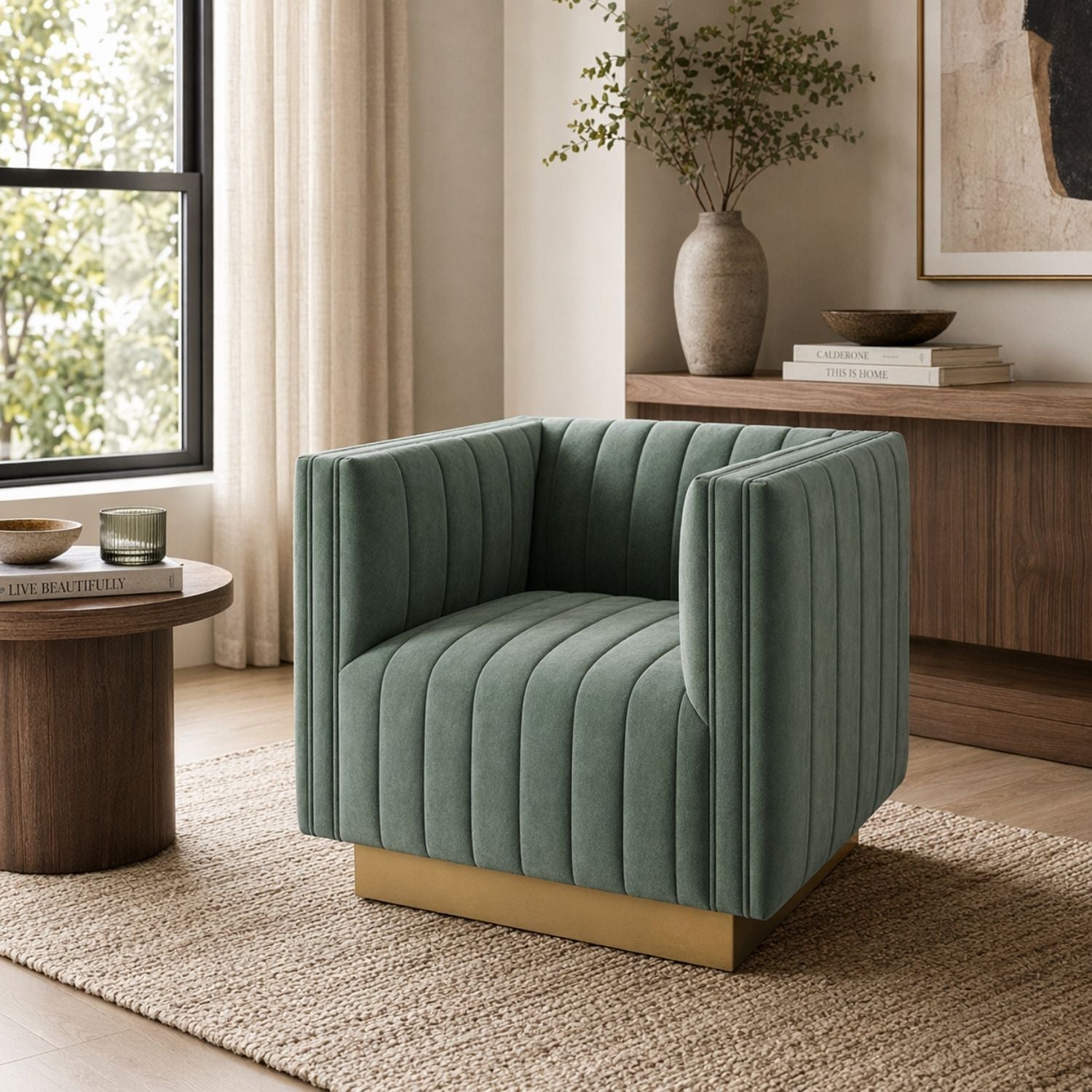 Elba Mid Century Chair - Premium Velvet Green