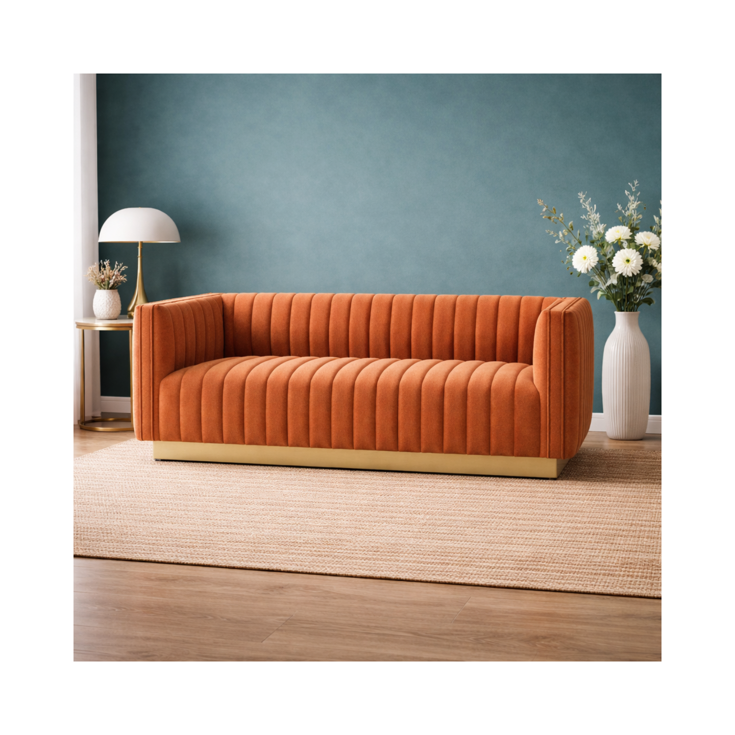 Elba Mid Century Loveseat - Velvet Walnut