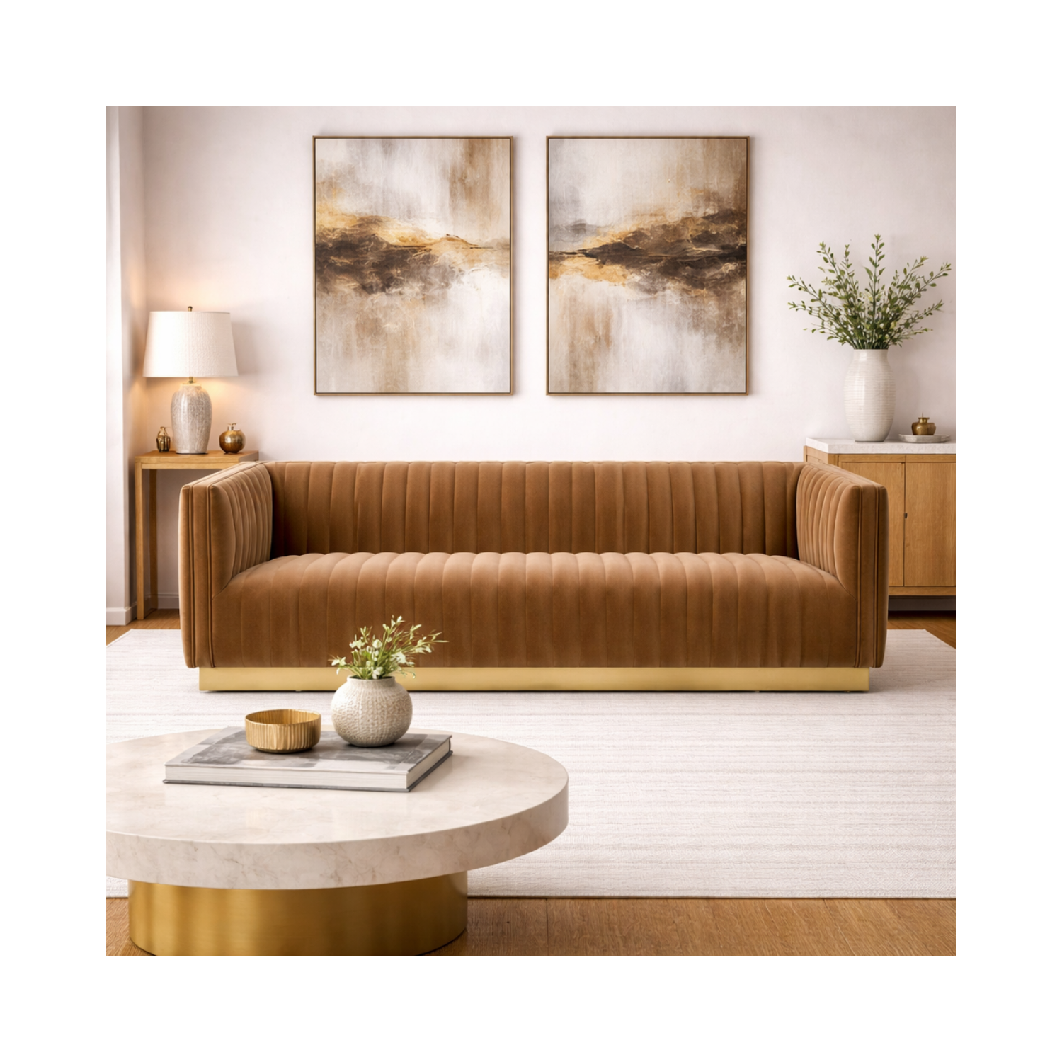 Elba Mid Century Retro Modern Sofa - Velvet Bronze
