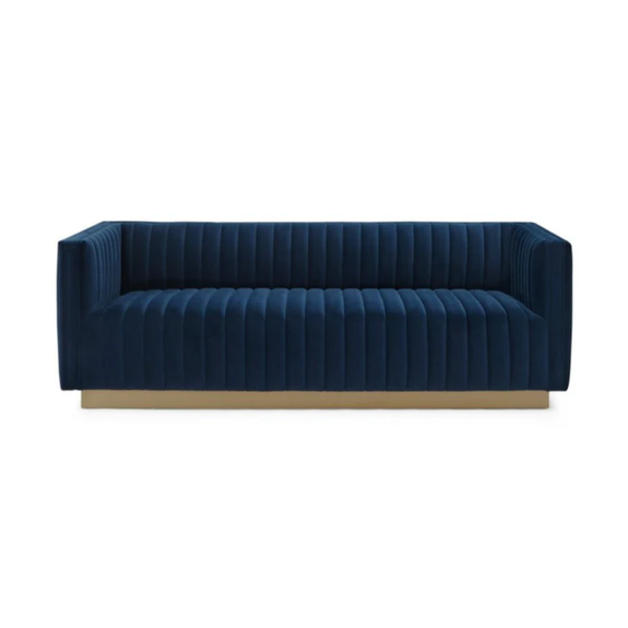 Elba Mid Century Retro Modern Sofa - Velvet Blue