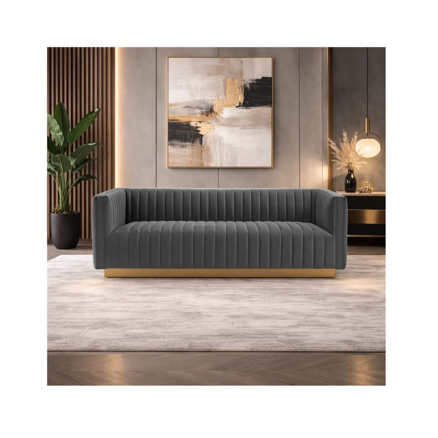Elba Mid Century Sofa - Velvet Grey