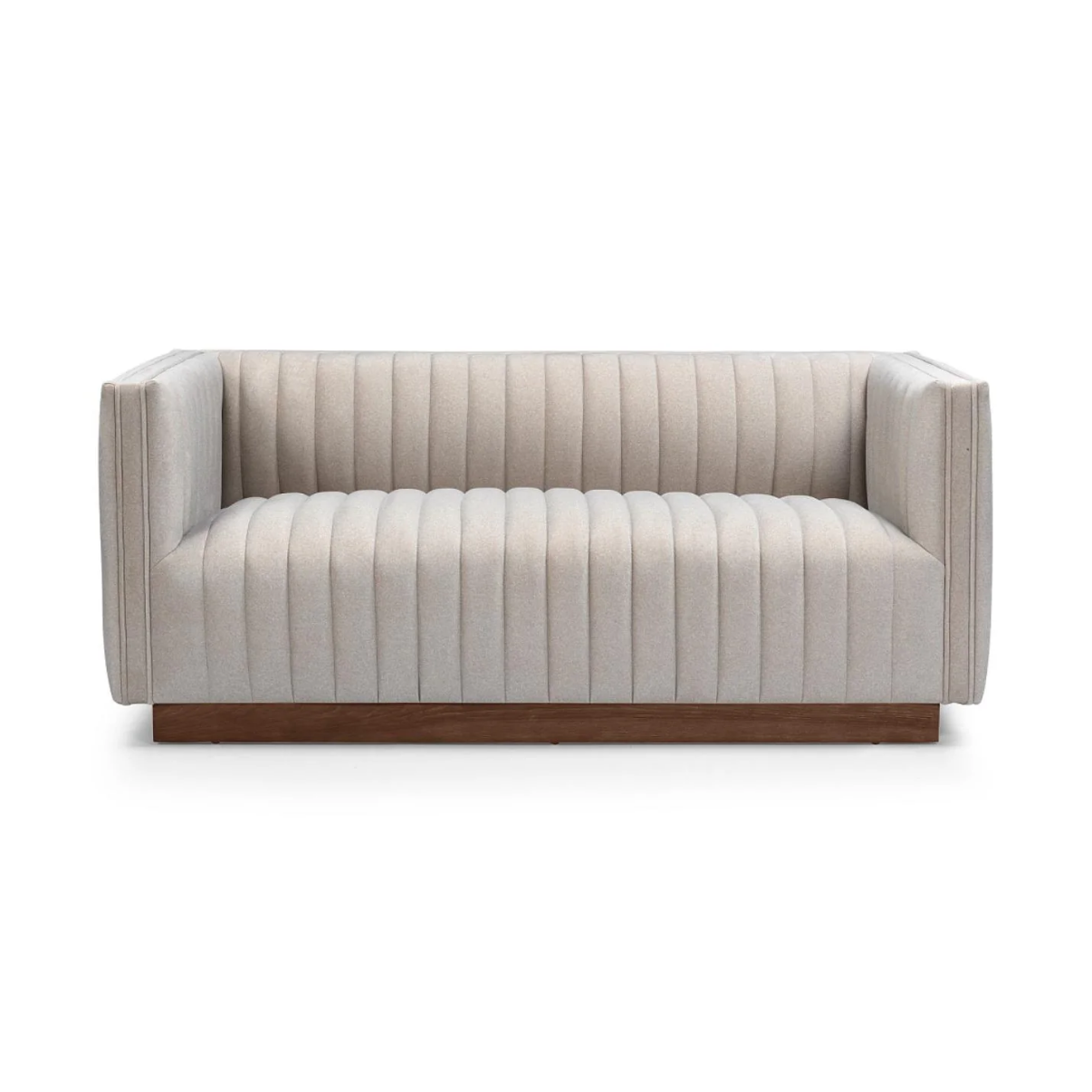 Elba Premium Velvet Loveseat w/Wooden Base - Mocha Mist