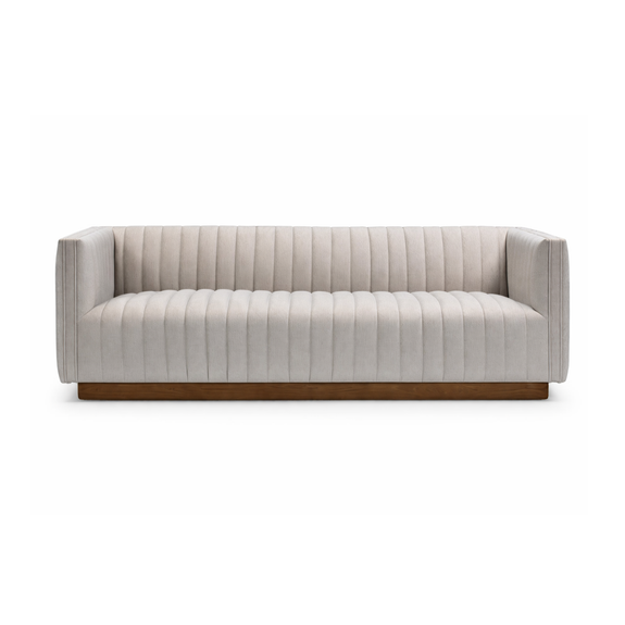 Elba Premium Velvet Sofa w/Wooden Bas - Mocha Mist