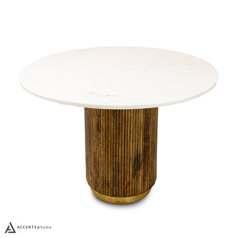 Ellington 44” Wooden Round Dining Table with Marble Top