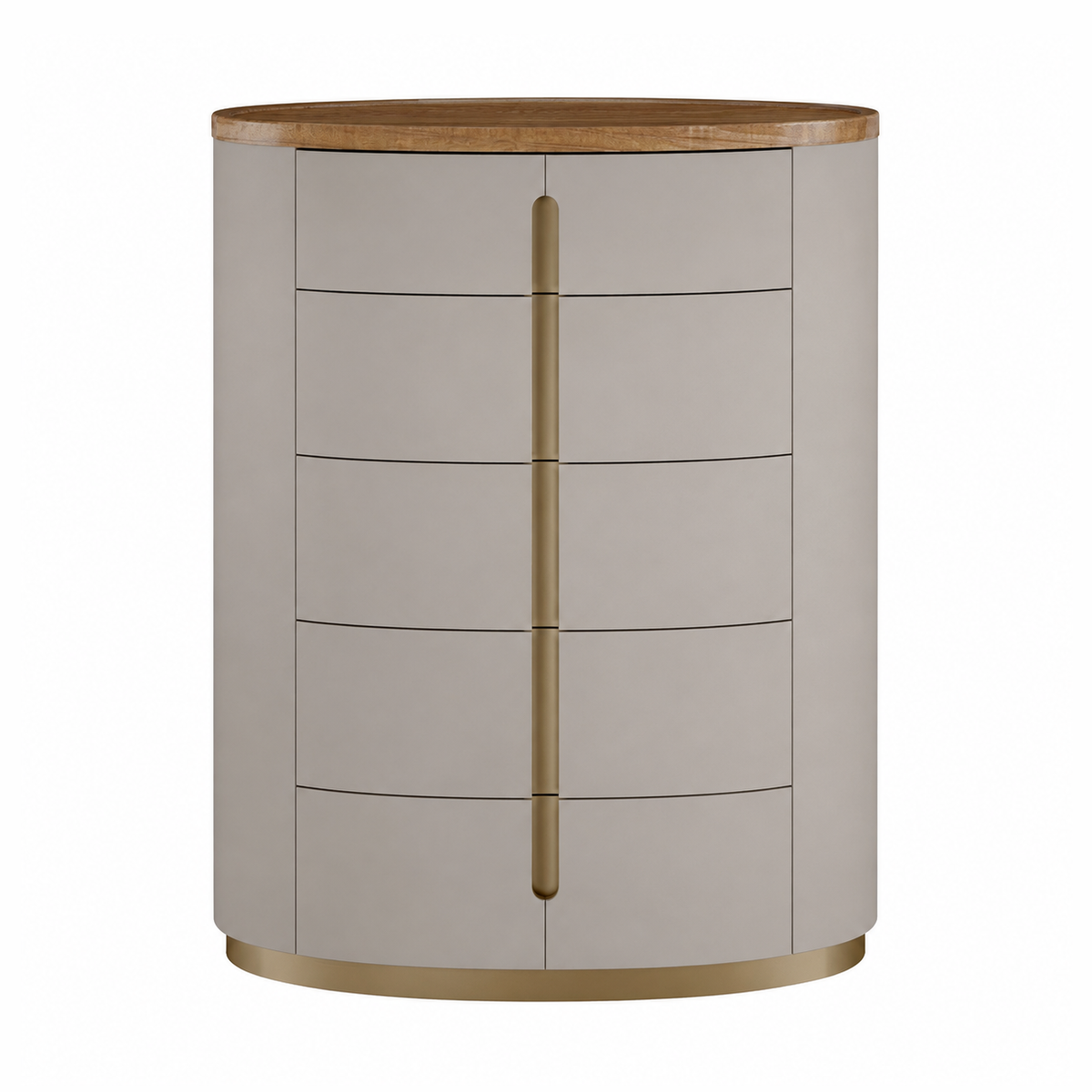 Elmira Modern 5 Drawers Curved Chest – Flannel Grey & Walnut