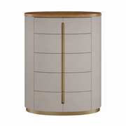 Elmira Modern 5 Drawers Curved Chest – Flannel Grey & Walnut