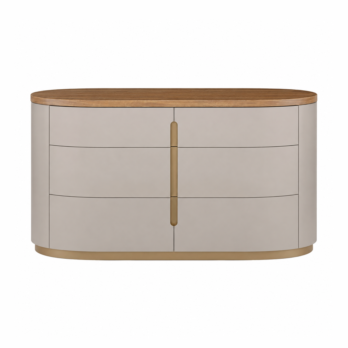 Elmira Modern Curved Dresser – Flannel Grey & Walnut