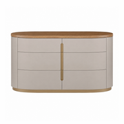 Elmira Modern Curved Dresser – Flannel Grey & Walnut