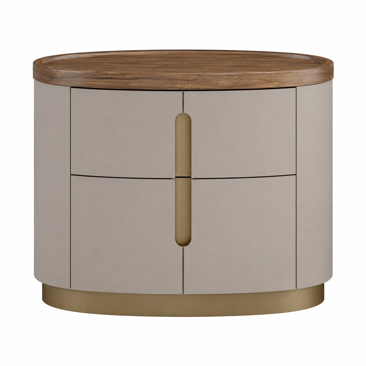 Elmira Modern Nightstand – Flannel Grey & Walnut