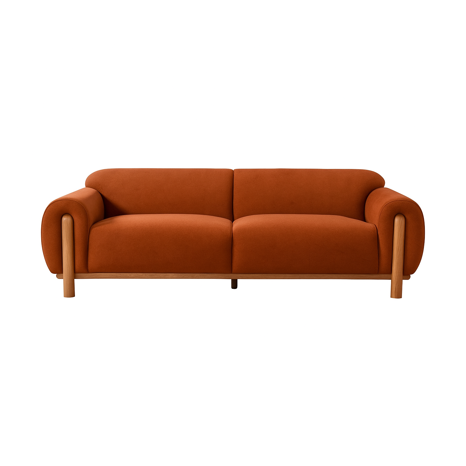Rust velvet sofa 