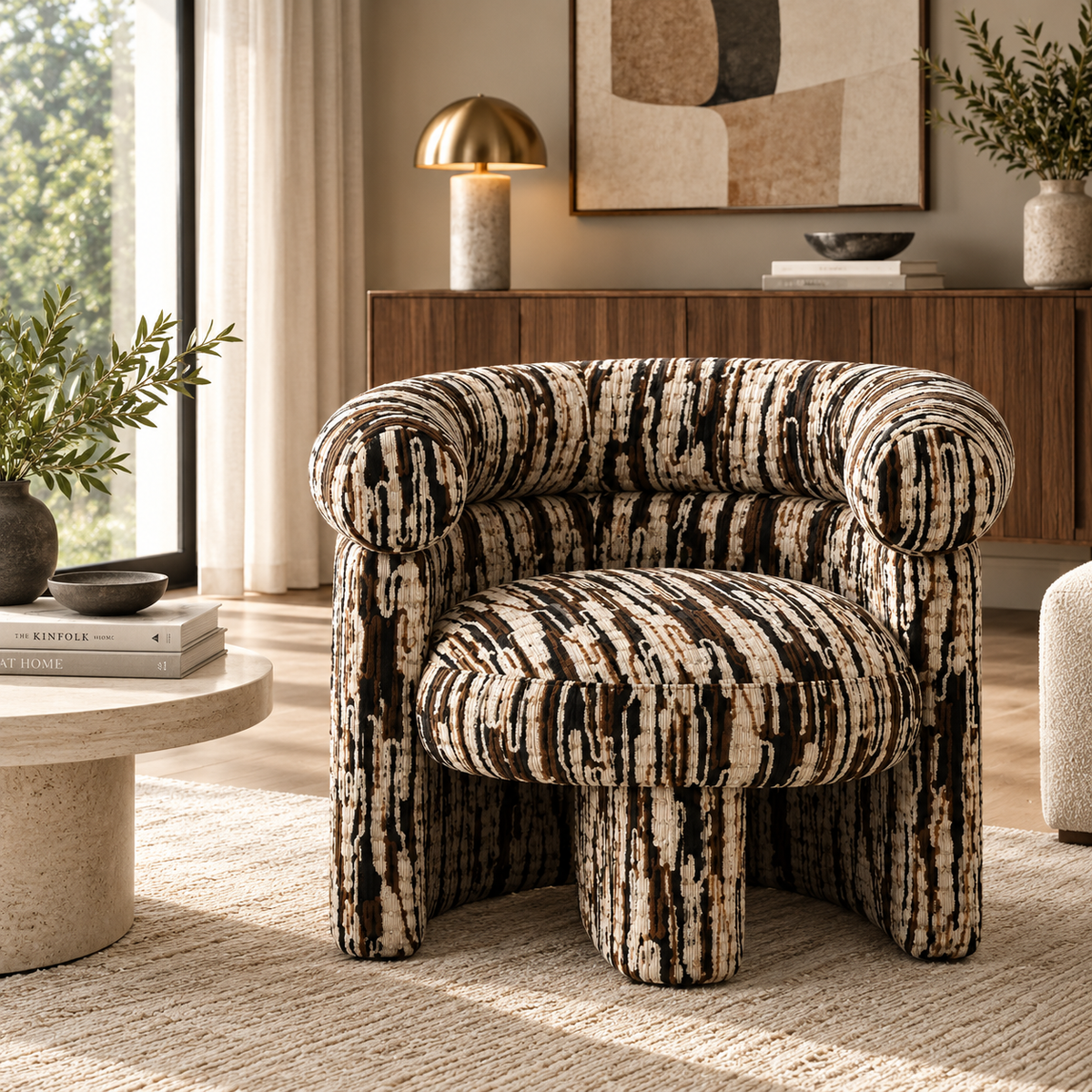 Elva Sculptural Upholstered Accent Chair