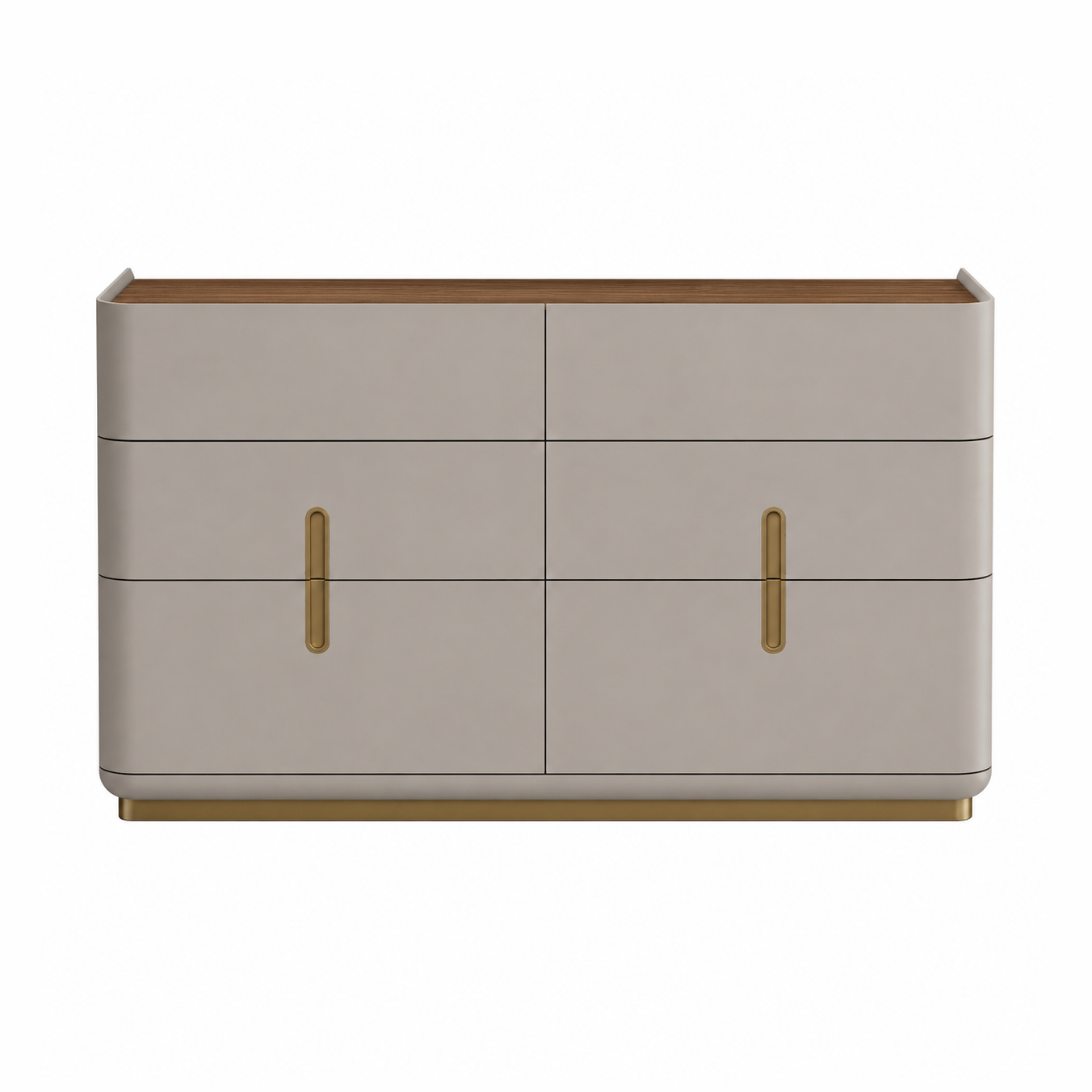 Elvona Modern 6 Drawer Dresser – Flannel Grey & Walnut