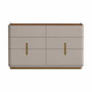 Elvona Modern 6 Drawer Dresser – Flannel Grey & Walnut