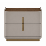 Elvona Modern Nightstand – Flannel Grey & Walnut