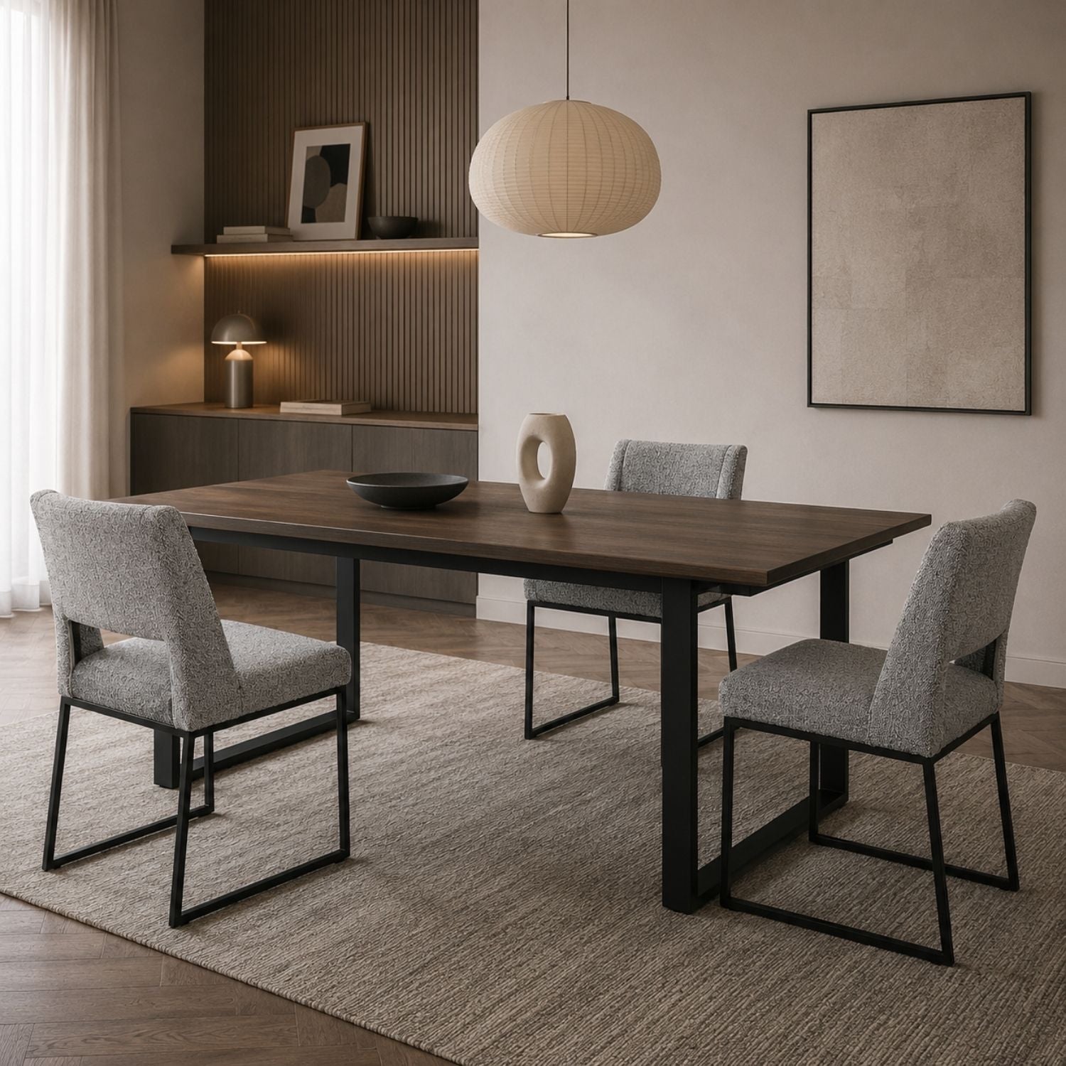 Evan Boucle' Fabric Dining Chair - Grey