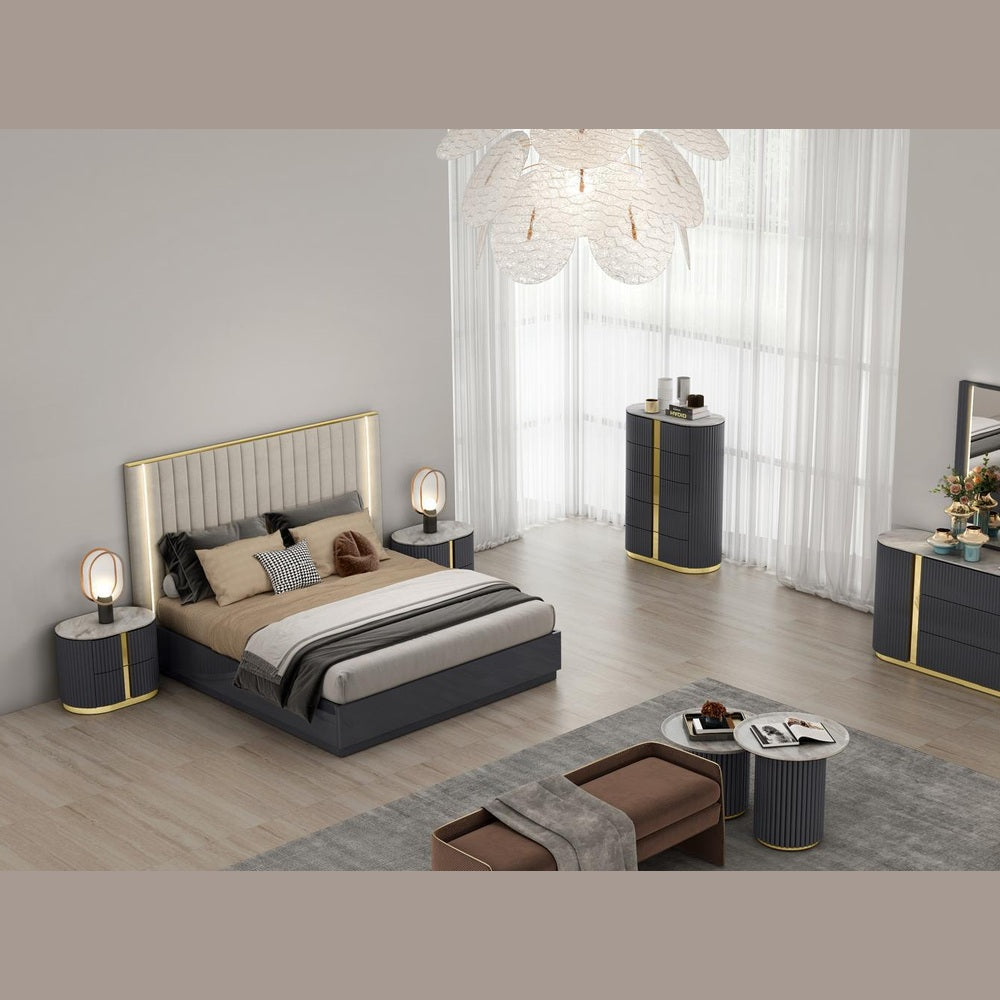 Evelyn Graphite Lift-up Storage Bed