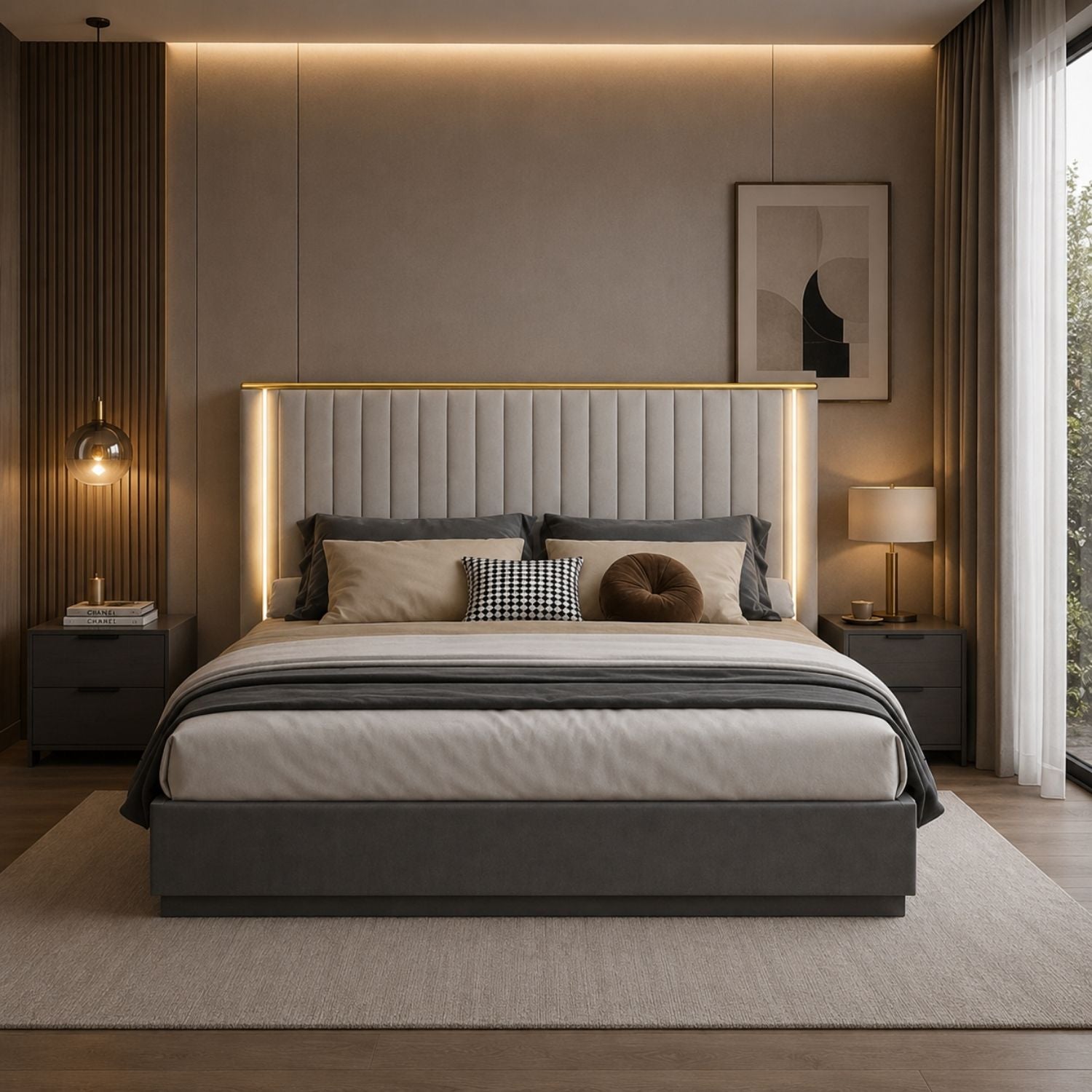 Evelyn Graphite Lift-up Storage Bed