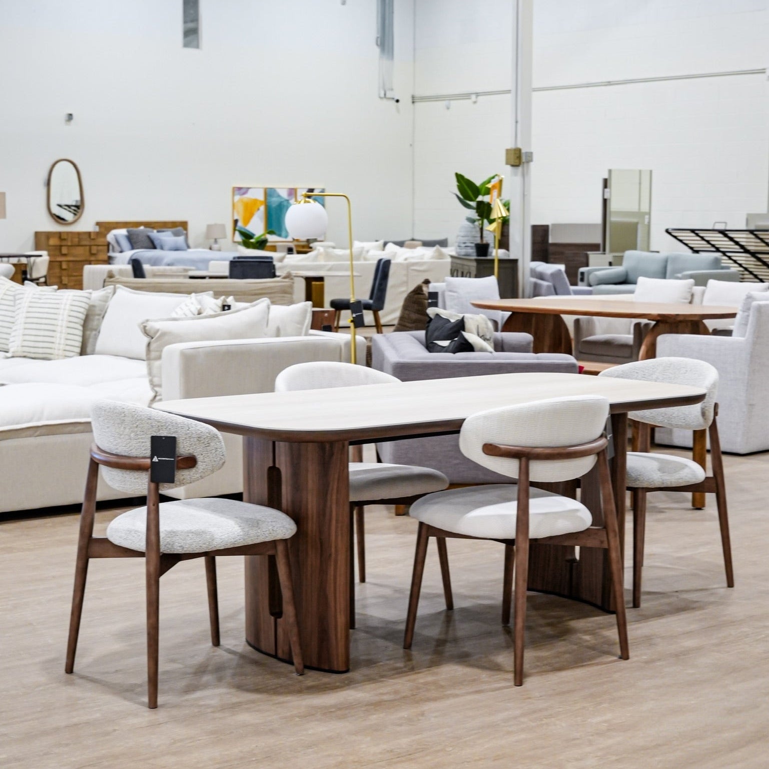 Atticus Dining Table with Travertine Ceramic Top