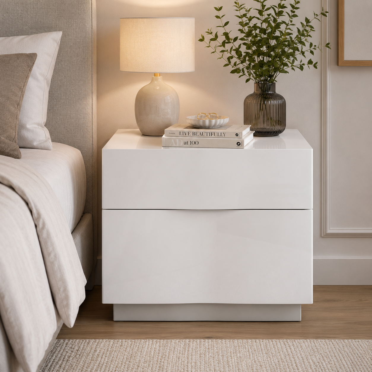 FLOOR MODEL Yulie Nightstand - Glossy White