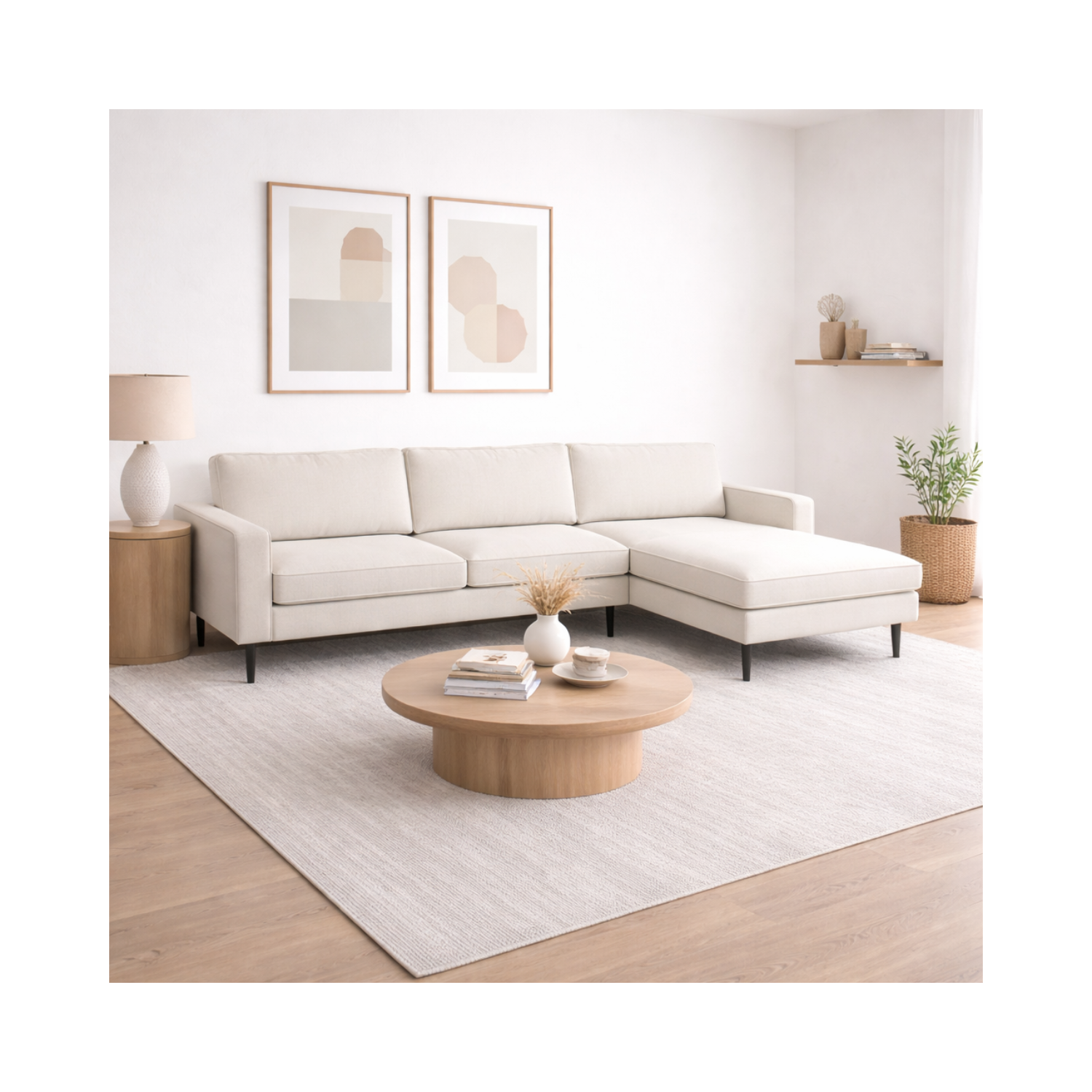 Fiona Reversible Sectional -Corduroy Ivory