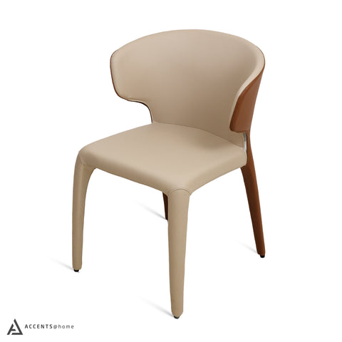 Fiori Leatherette Dining chair- Khaki/Coffee