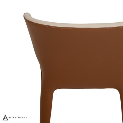 Fiori Leatherette Dining chair- Khaki/Coffee