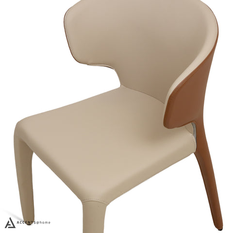 Fiori Leatherette Dining chair- Khaki/Coffee