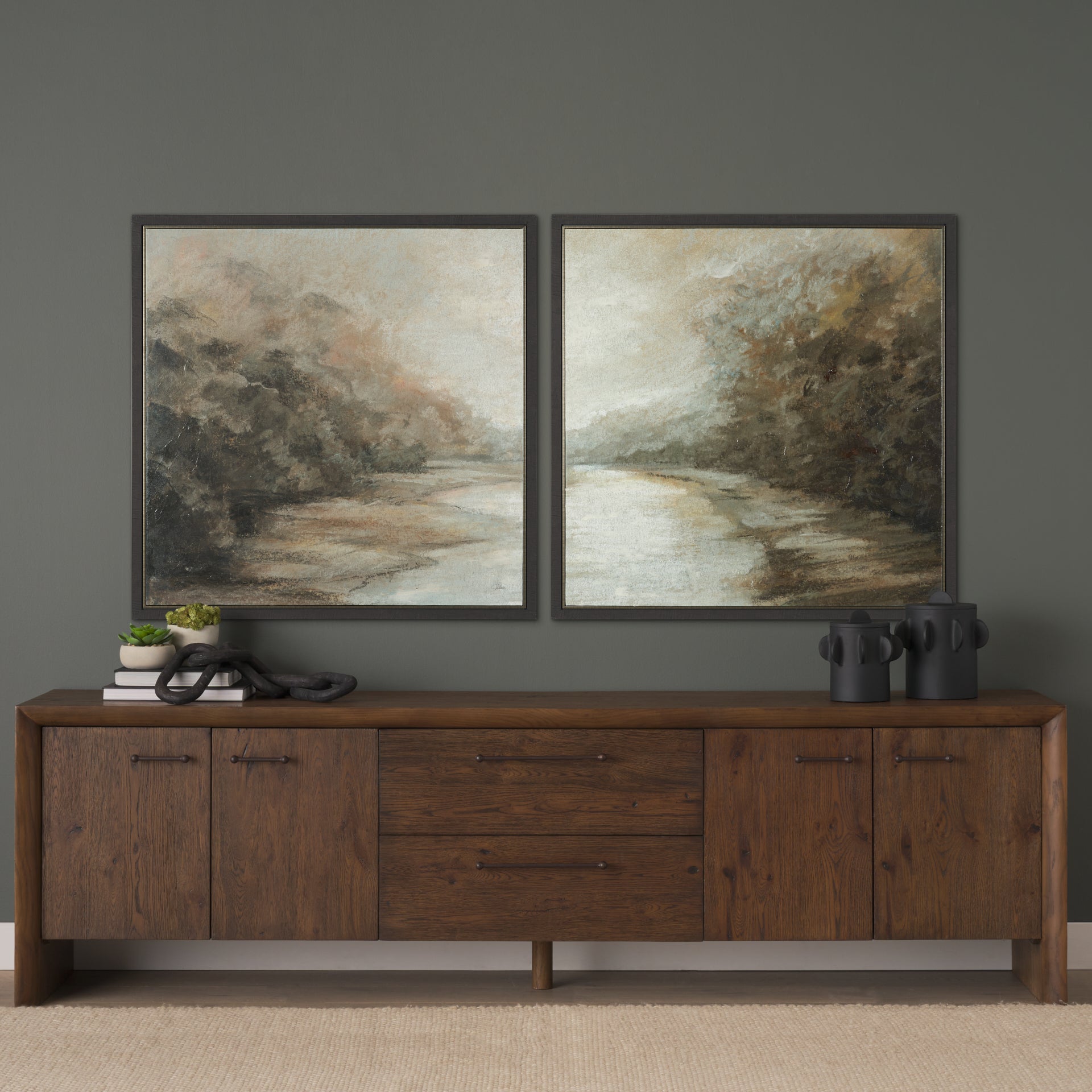 Forest Edge Hand-Embellished Textured Framed Canvas Artwork