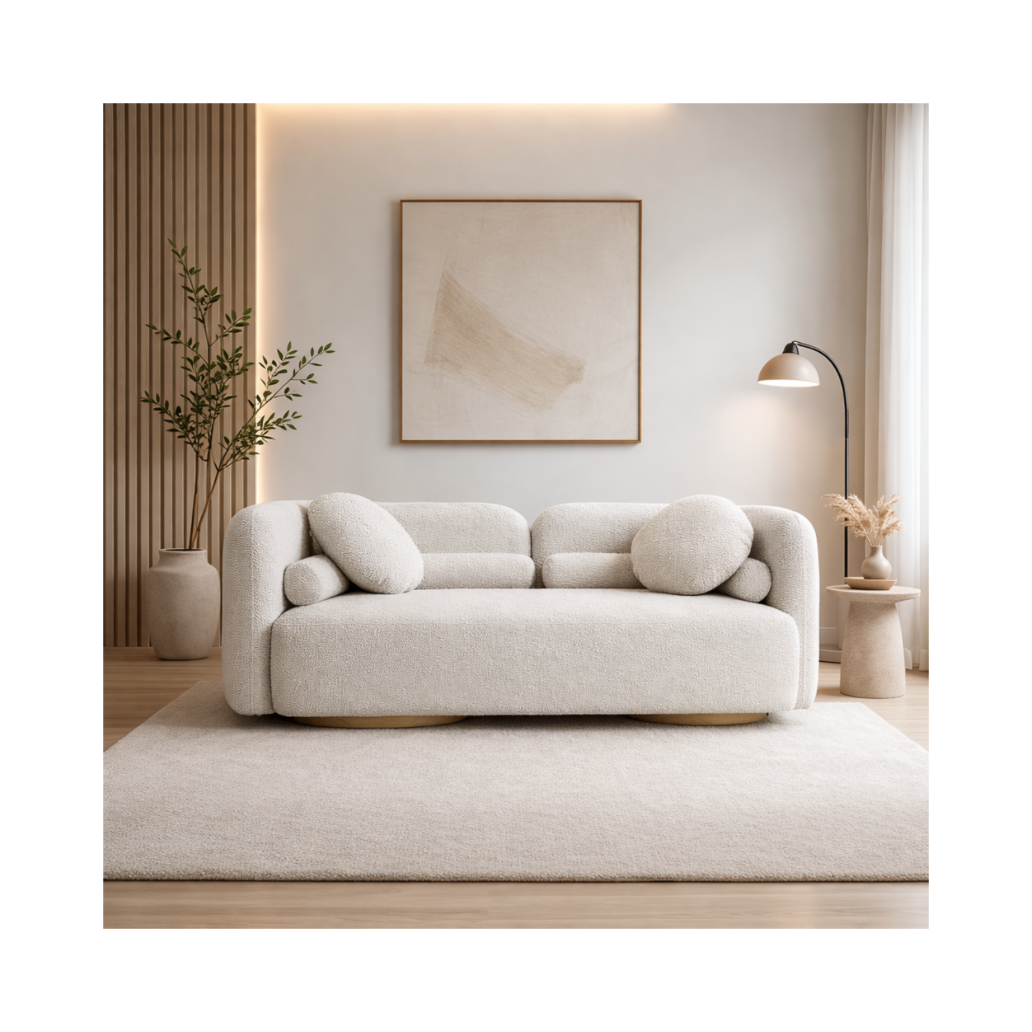 Freya Premium Boucle Fabric Sofa - Teddy Taupe