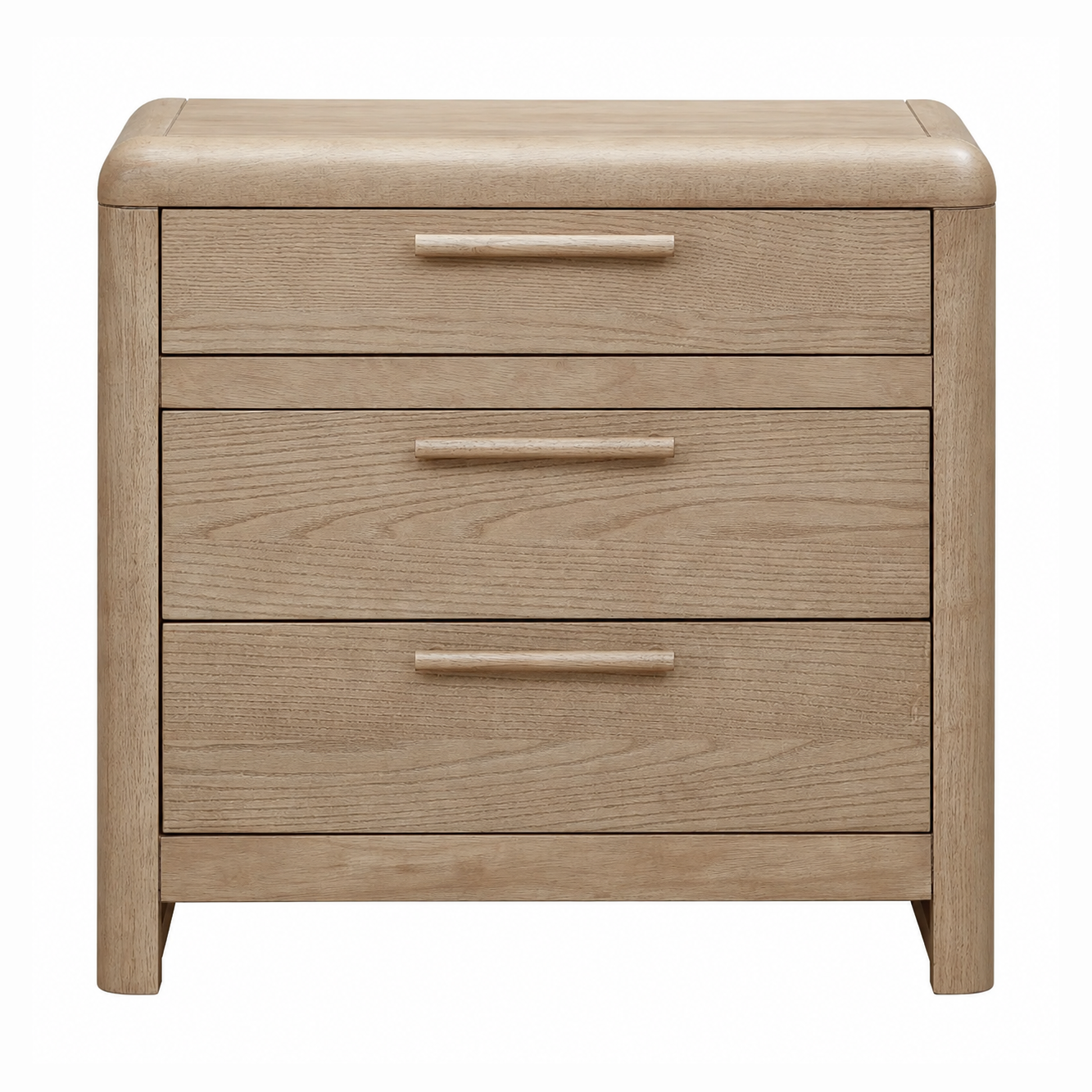 Furano Three Drawer Ash Wood Nightstand in Ginger