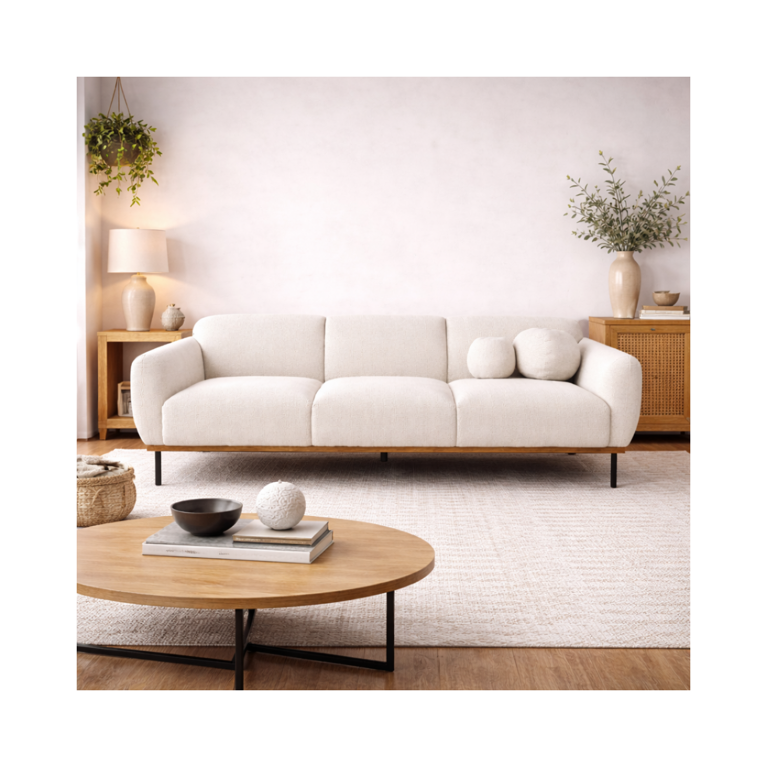 Genea Sofa with Premium Believe Fabric - Beige