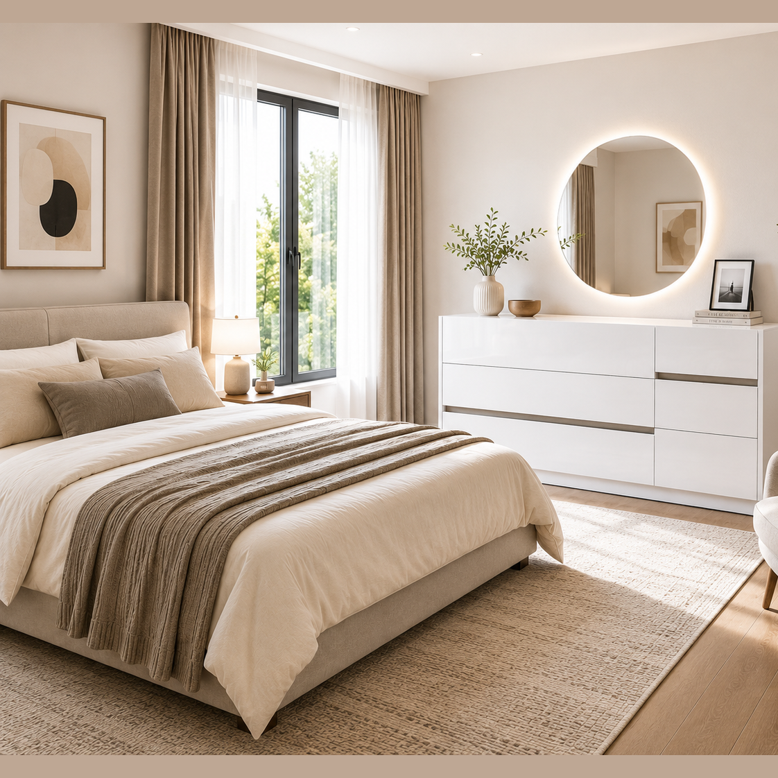 Gilly Grey Glossy Finish Bedroom Dresser