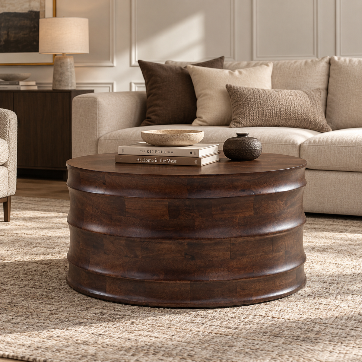 Global Coffee Table – Solid Mango Wood | Walnut Finish