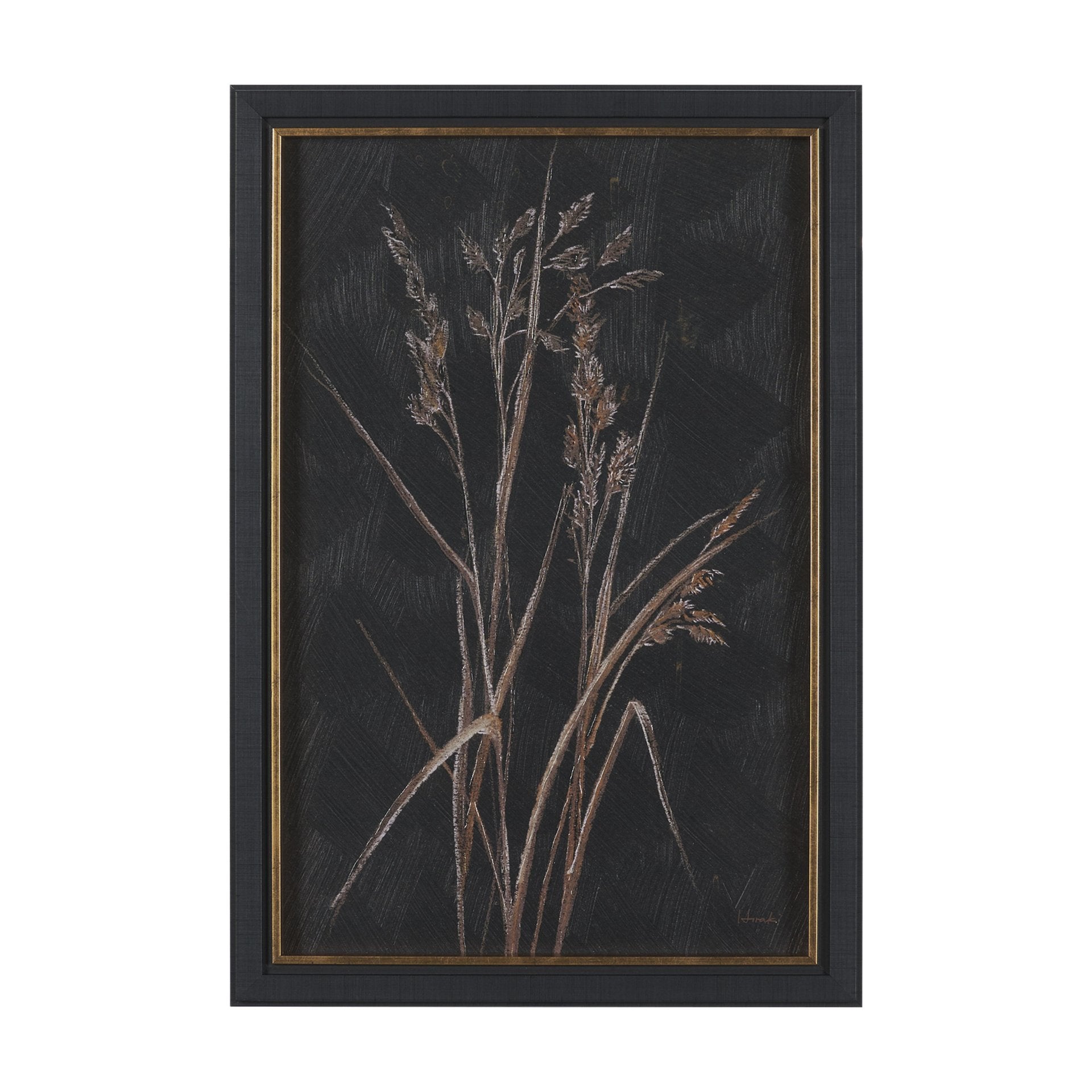 Golden Grasses Textured Framed Artwork Matted