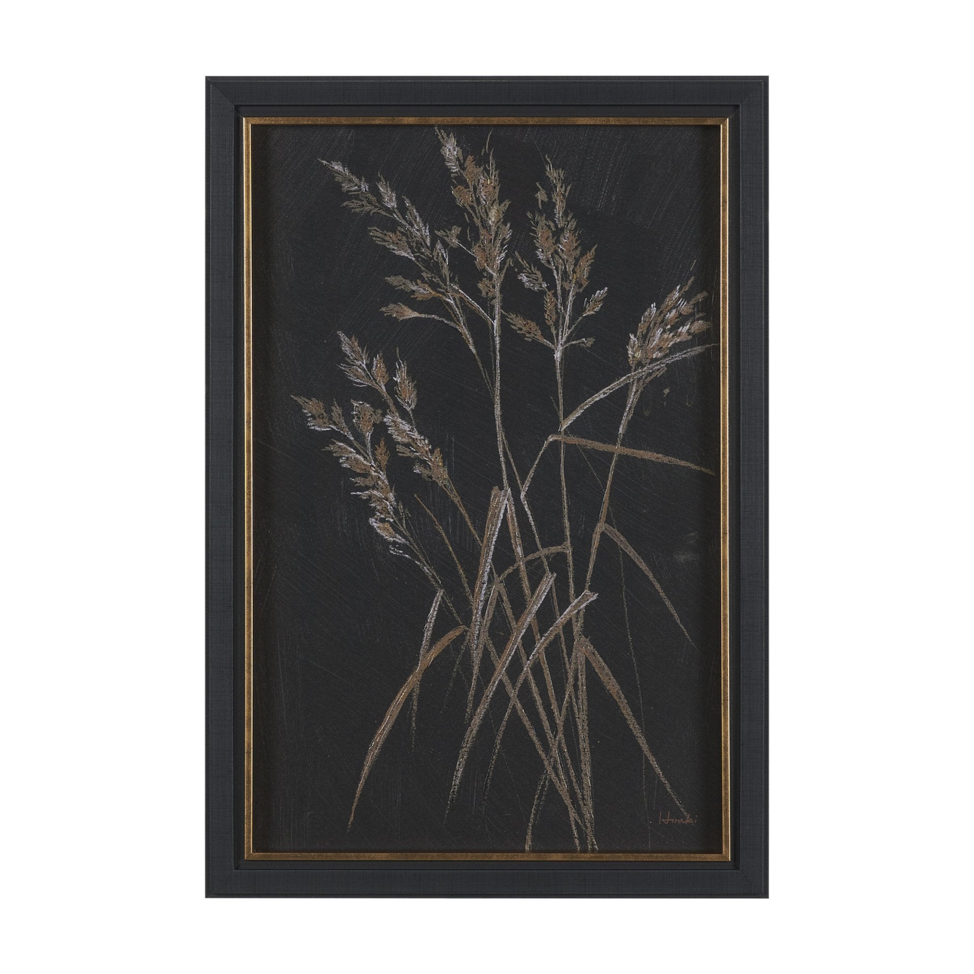 Golden Grasses Textured Framed Artwork Matted