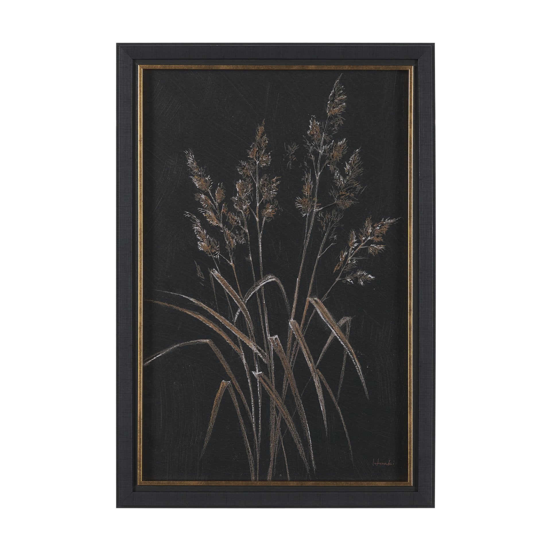 Golden Grasses Textured Framed Artwork Matted