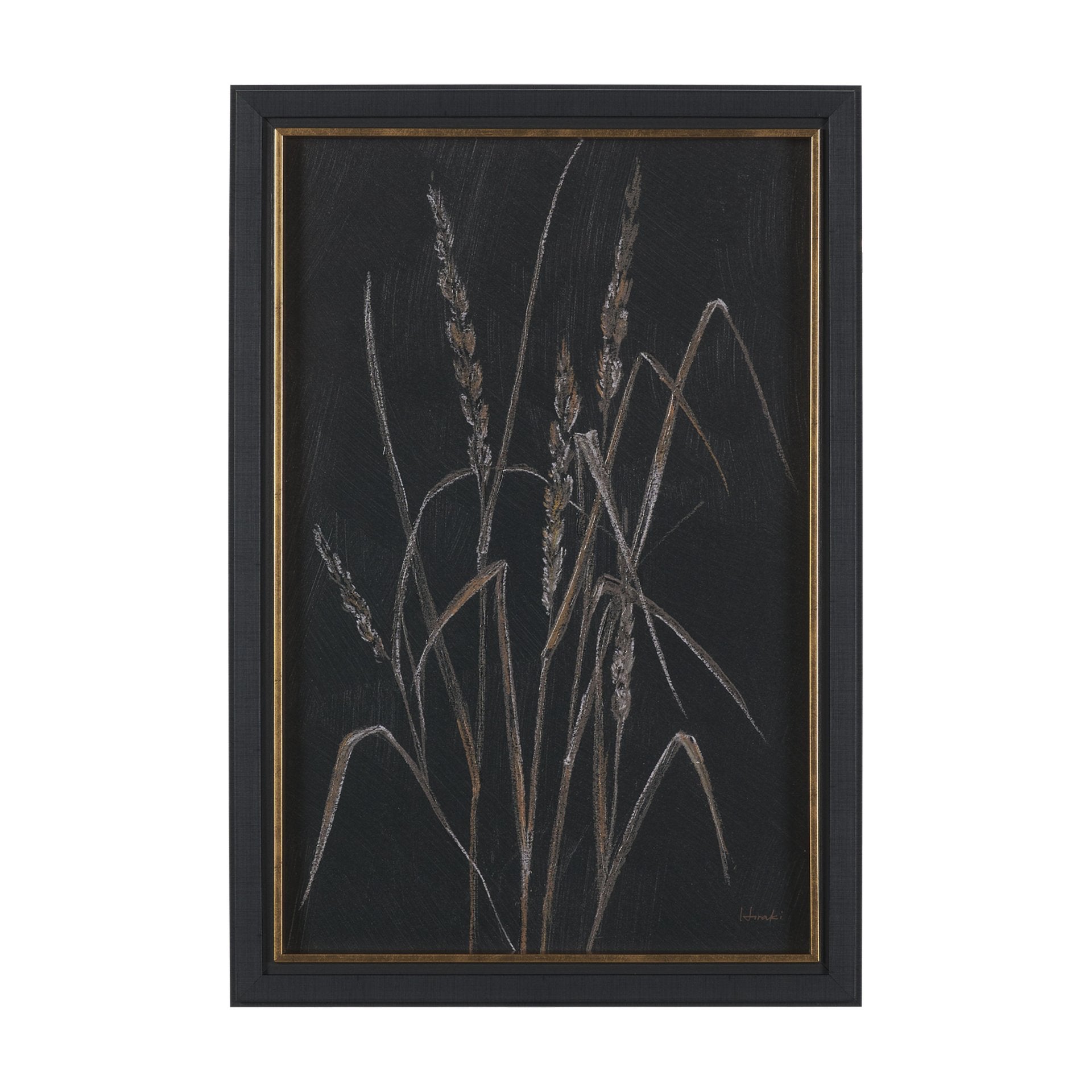 Golden Grasses Textured Framed Artwork Matted